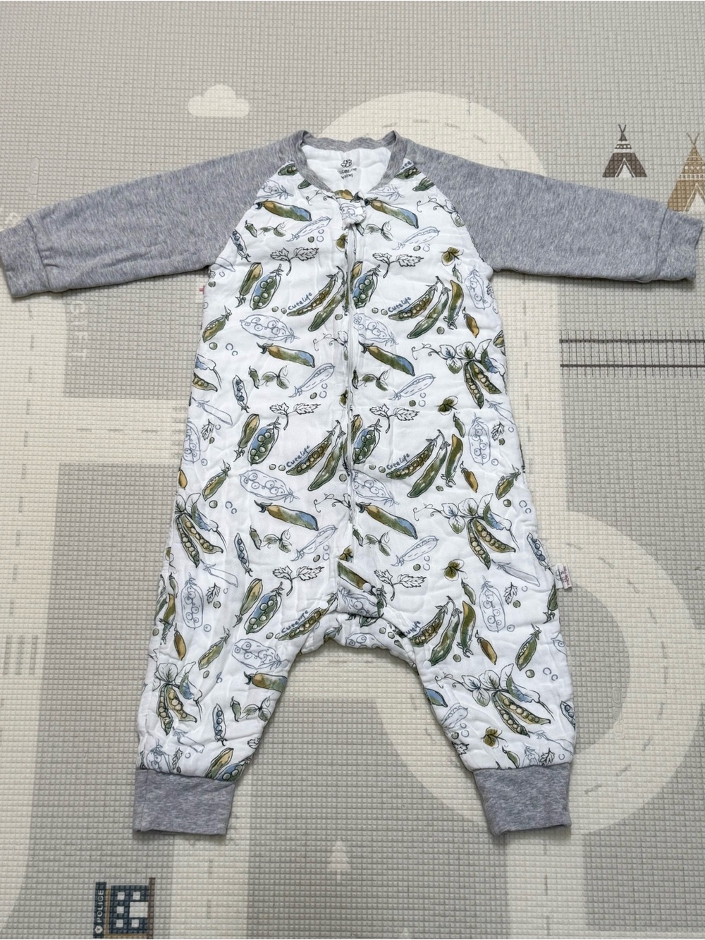 Cutelife Toddler Split-Leg Sleep Sack 1.0 TOG Size 90 Pea Print Bamboo Cotton